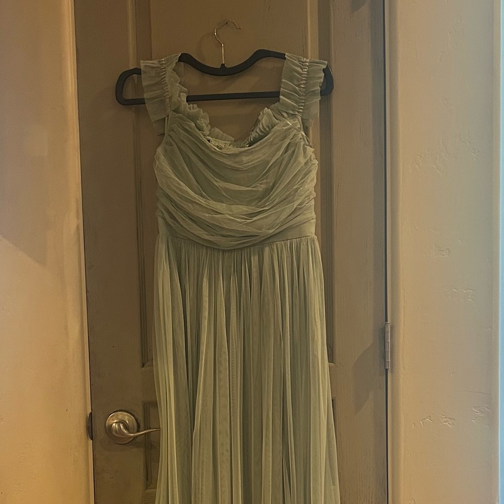 Light Green Tulle Maxi Dress - Picture 4 of 5
